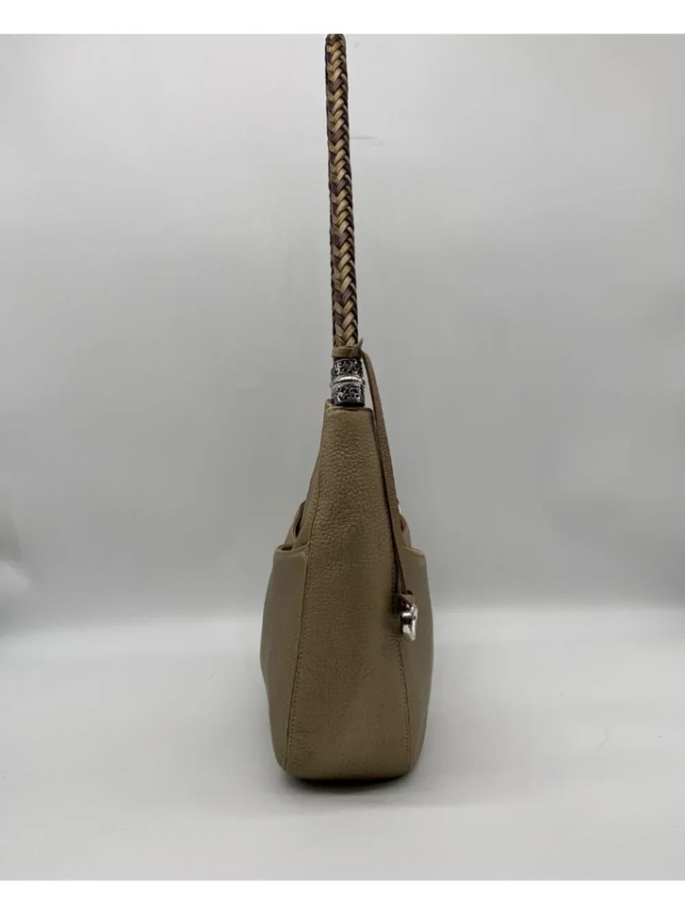 Brighton Barbados Zinc Pearl Pebbled Leather Hobo Bag